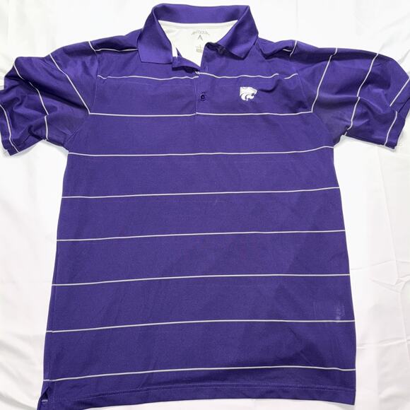 Antigua K-State Wildcats Mens Polo Shirt Large Purple Striped Short Sleeve... - Picture 1 of 4